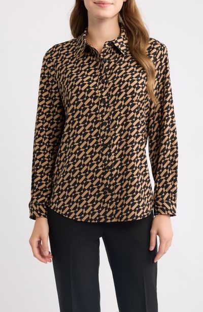 AK ANNE KLEIN AK ANNE KLEIN Printed Clean Front Shirt