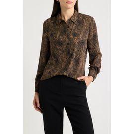 AK ANNE KLEIN AK ANNE KLEIN Printed Long Sleeve Utility Shirt