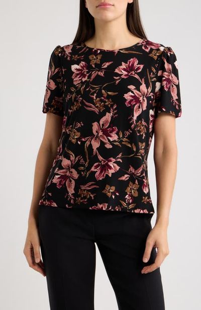 AK ANNE KLEIN AK ANNE KLEIN Puff-Shoulder Round-Neck Top