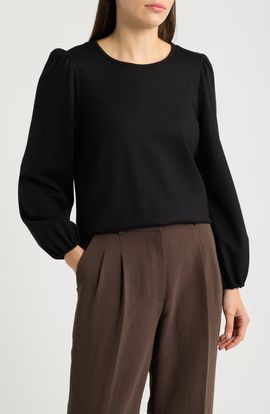 AK ANNE KLEIN AK ANNE KLEIN Puff Sleeve Crewneck Top