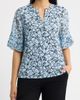 AK ANNE KLEIN AK ANNE KLEIN Ruffled Cuff Elbow Sleeve Split Neck Top - 1