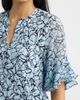 AK ANNE KLEIN AK ANNE KLEIN Ruffled Cuff Elbow Sleeve Split Neck Top - 4