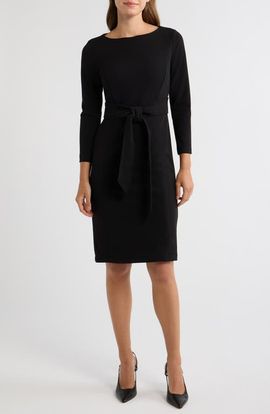 Anne Klein AK ANNE KLEIN Tie Waist Scuba Crepe Sheath Dress
