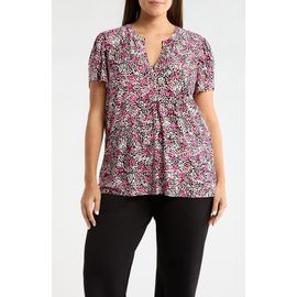 AK ANNE KLEIN AK ANNE KLEIN Tulip Sleeve Dot Print Jersey Top