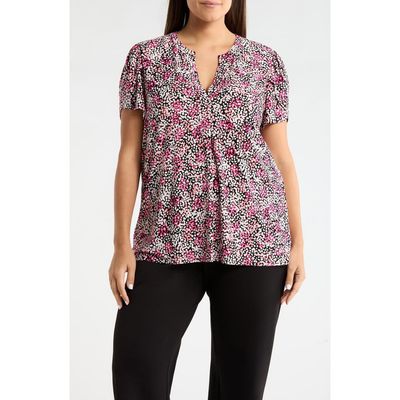AK ANNE KLEIN AK ANNE KLEIN Tulip Sleeve Dot Print Jersey Top