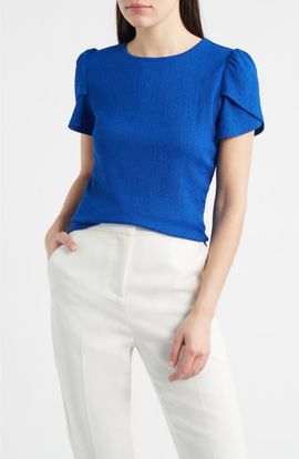 AK ANNE KLEIN AK ANNE KLEIN Tulip Sleeve Pebble Knit Top