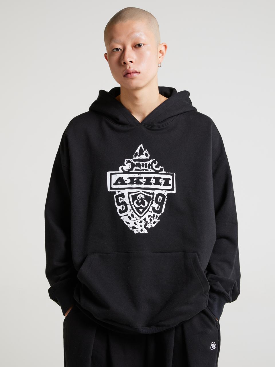 AKIII CLASSIC Heritage Symbol Logo Hooded T-Shirt Black