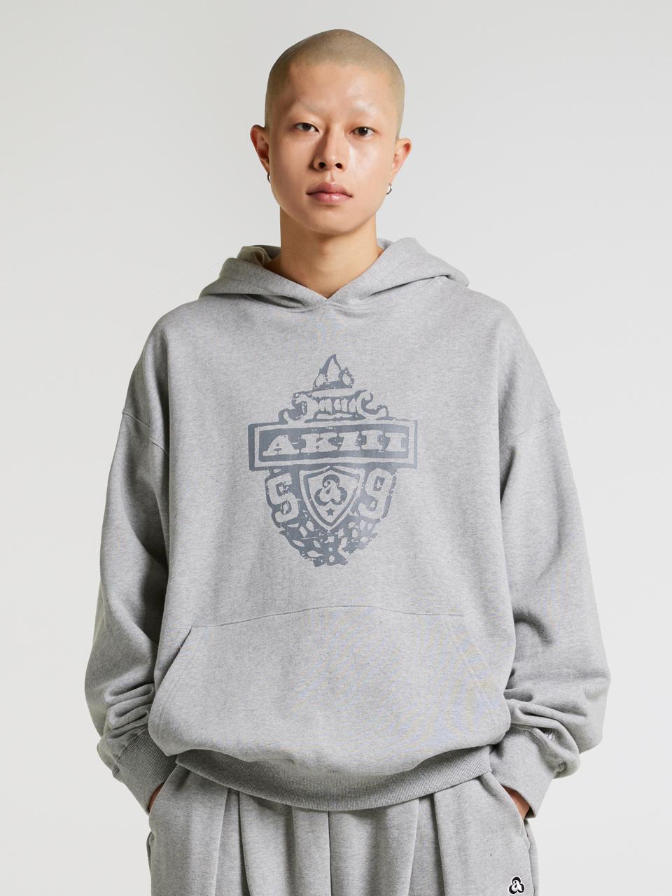 AKIII CLASSIC Heritage Symbol Logo Hooded T-Shirt Gray