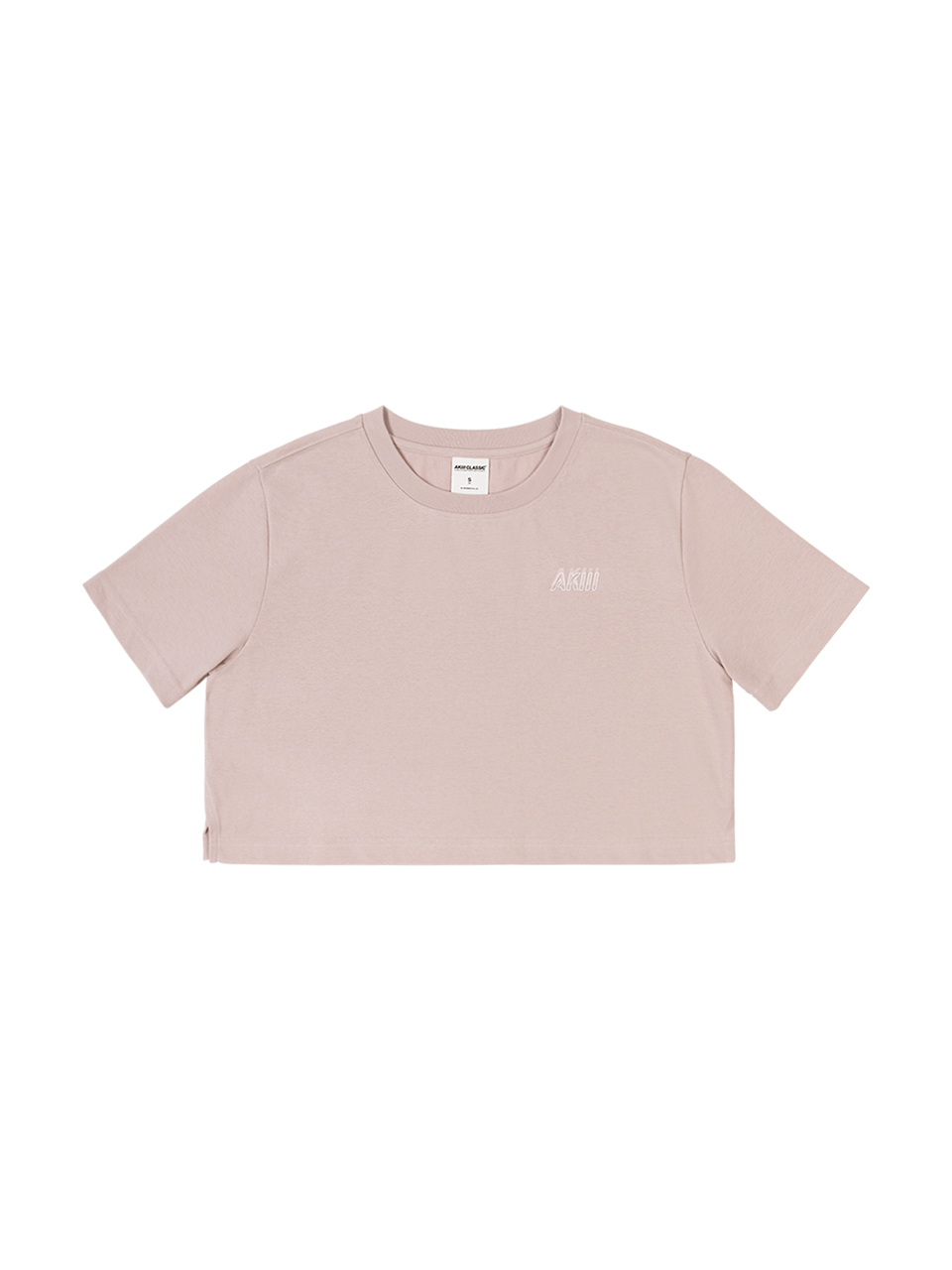 AKIII CLASSIC Plain Crop Short Sleeve T-Shirt_Light Pink