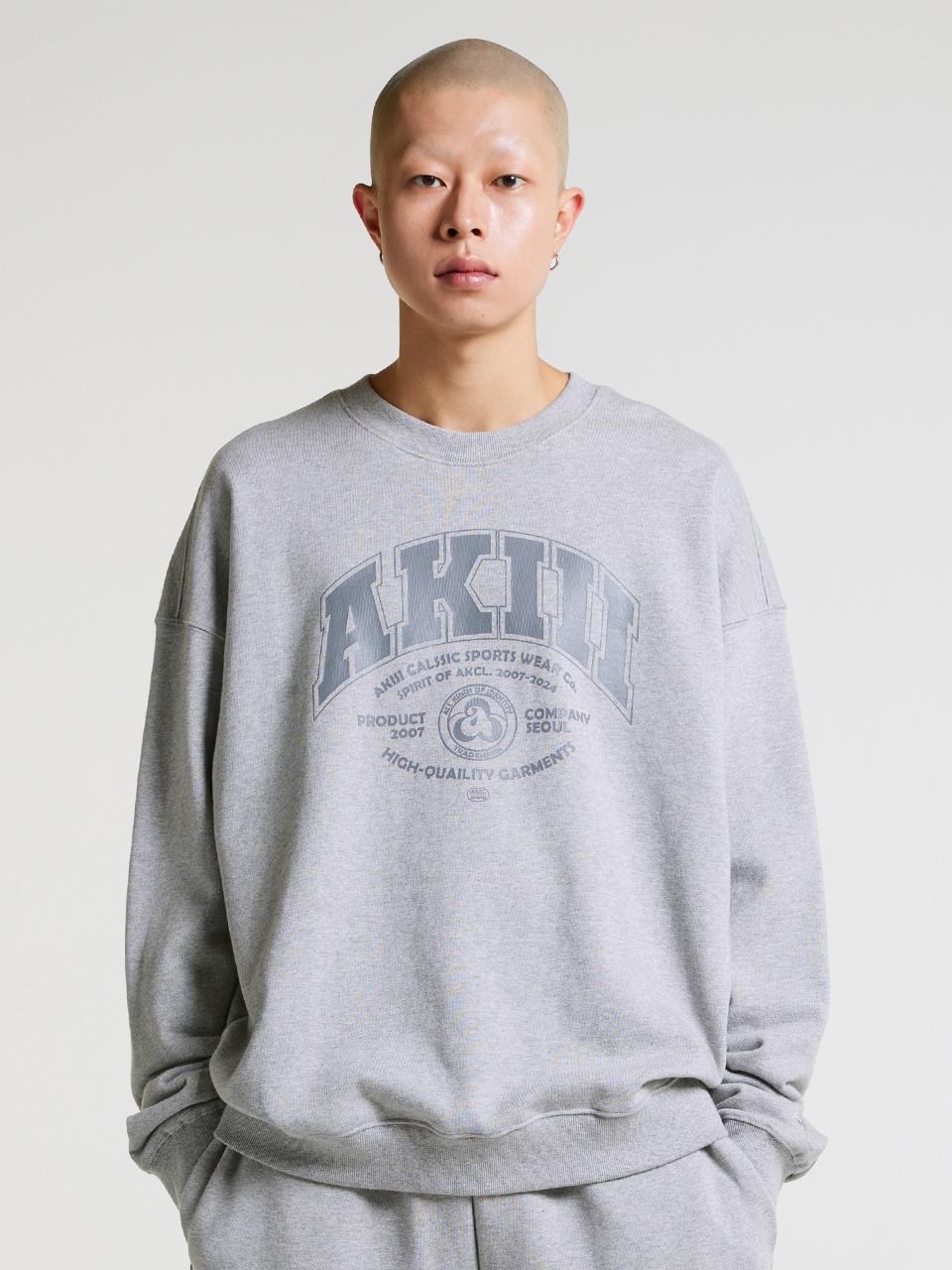 AKIII CLASSIC Varsity typography sweatshirt gray