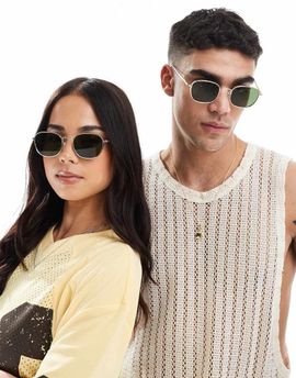 A.Kjaerbede A.Kjaerbede Hello round metal frame sunglasses in gold