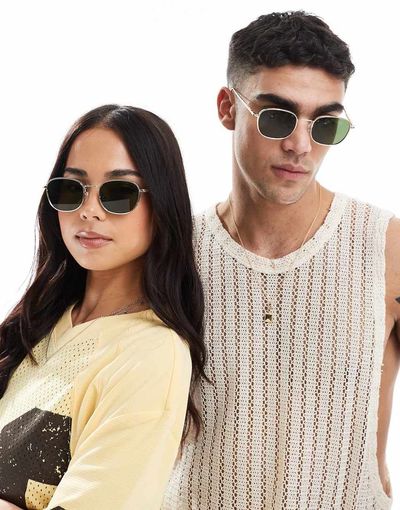 A.Kjaerbede A.Kjaerbede Hello round metal frame sunglasses in gold