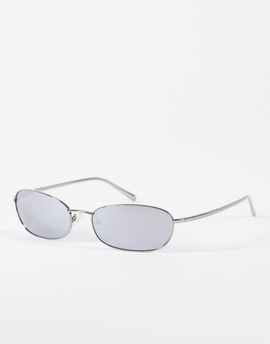 A.Kjaerbede A.Kjaerbede Jack slim oval metal frame sunglasses in gun metal with silver reflective lens