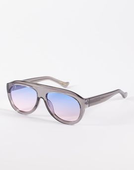 A.Kjaerbede A.Kjaerbede Rio oversized shield aviator sunglasses in gray transparent with gradient lens