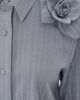 AKNVAS AKNVAS Flor Pinstripe Button Down Shirt Grey/White - 6