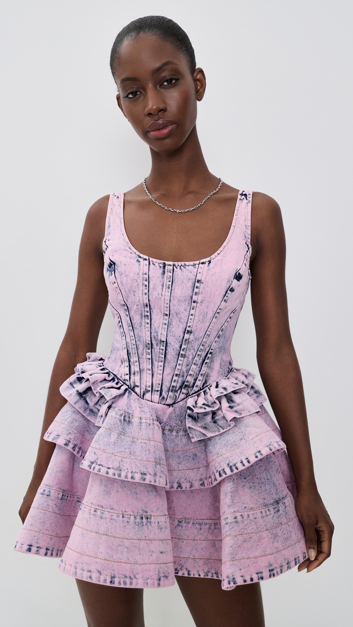aknvas denim dress THE DEVYN SAXE WITH 3D FLOWERS IS NOW AVAILABLE IN Model is 510 and wears size 0 THE TONI DRESS IN WASHED