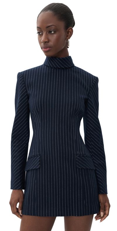 AKNVAS AKNVAS Toni Pinstripe Dress Navy / White