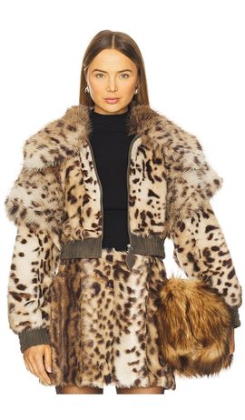 AKNVAS AKNVAS Valde Faux Fur Lynx Bomber Jacket