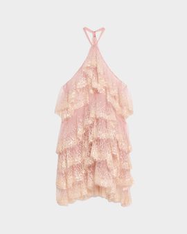 AKNVAS Angelica Sequined Ruffle Halter Dress