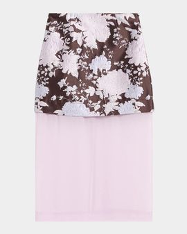 AKNVAS Brooke Layered Floral Brocade Midi Skirt
