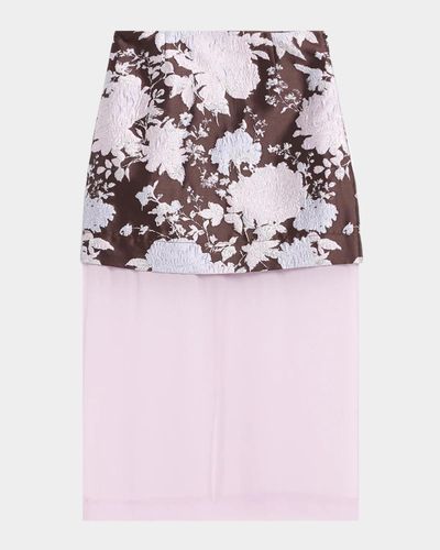 AKNVAS Brooke Layered Floral Brocade Midi Skirt