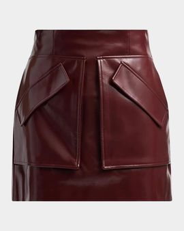 AKNVAS Cherry Faux Leather Mini Skirt