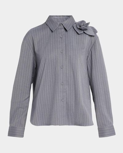 AKNVAS Flor 3D Rose Pinstripe Top