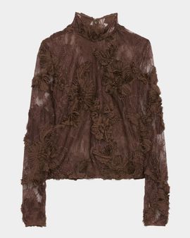 AKNVAS Freja Floral Lace High-Neck Top