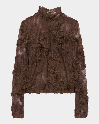 AKNVAS Freja Floral Lace High-Neck Top