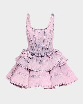 AKNVAS Kaitlyn Denim Flounce Mini Dress