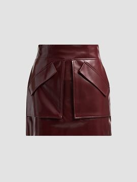 AKNVAS Women's Cherry Faux Leather Mini Skirt
