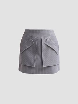 AKNVAS Women's Cherry Grey Pinstripe Skirt