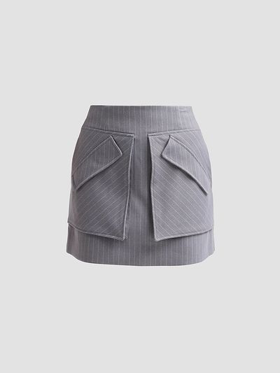 AKNVAS Women's Cherry Grey Pinstripe Skirt