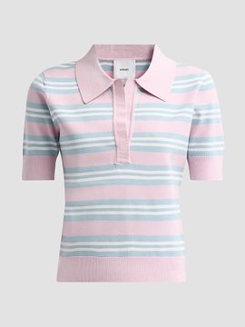 Aknvas Women's Emma Striped Knit Polo Top
