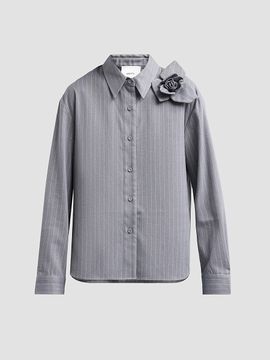 AKNVAS Women's Flor 3D Rose Pinstripe Top