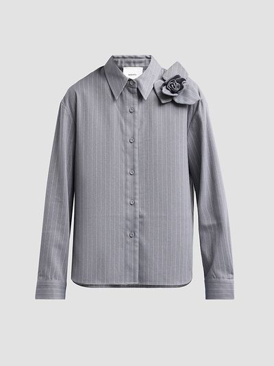 AKNVAS Women's Flor 3D Rose Pinstripe Top