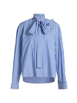 Aknvas Women's Flor Striped Cotton Poplin Button-Front Shirt