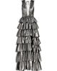 Aknvas Women's Henriette Metallic Ruffled Tiered Sleeveless Gown - 1