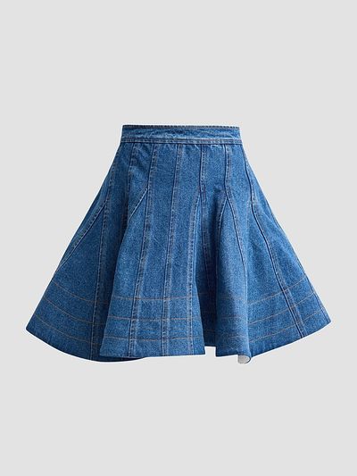 Aknvas Women's Kalle Godet Denim Mini Skirt