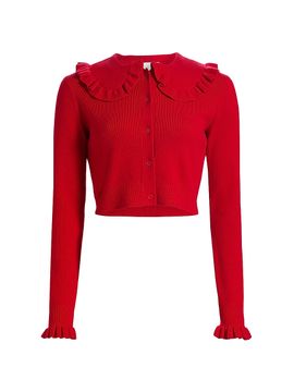 Aknvas Women's Kamomilla Ruffled Wool-Cashmere Cardigan