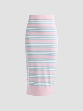 Aknvas Women's Rosalyn Striped Knit Midi Pencil Skirt