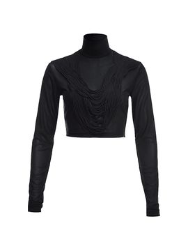 AKOK Anamika Khanna Women's Necklace Turtleneck Mesh Top