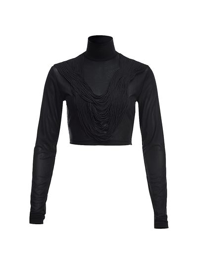 AKOK Anamika Khanna Women's Necklace Turtleneck Mesh Top