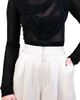 AKOK Anamika Khanna Women's Necklace Turtleneck Mesh Top - 3