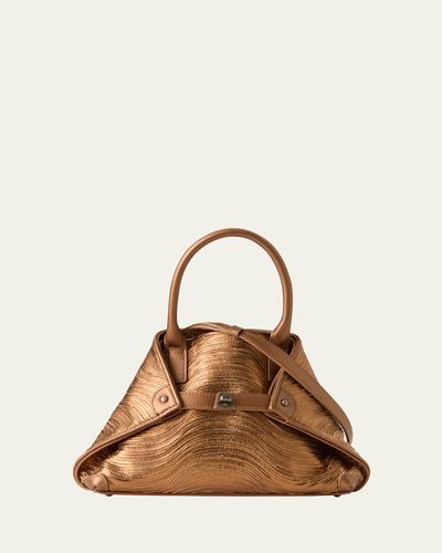 Akris Ai Little Wavy Metallic Leather Top-Handle Bag