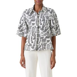 Akris Akris Dance Movements Print Linen Button-Up Shirt