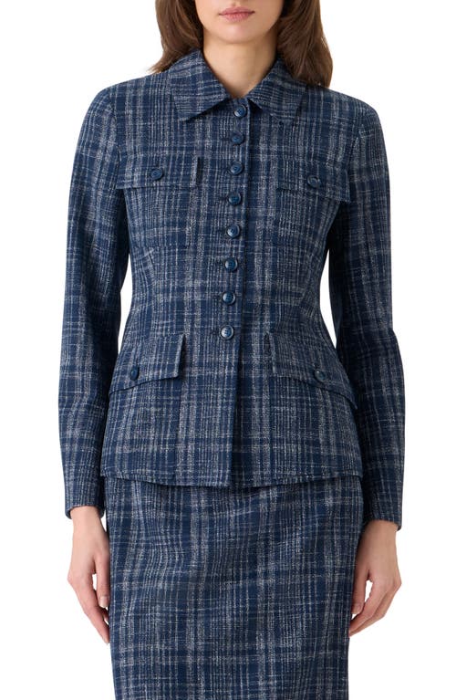 Akris Akris Delia Plaid Wool Blend Tweed Jacket