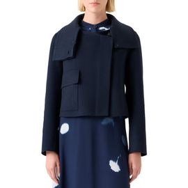 Akris Akris Edena Cashmere Crop Jacket with Genuine Shearling Collar