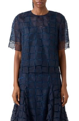 Akris Akris Embroidered Trapezoid Organza Top