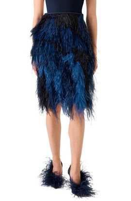 Akris Akris Feather Front Wool Blend Pencil Skirt